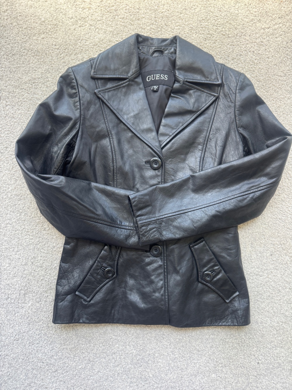 Guess 100% Leather Blazer Jacket